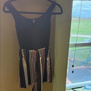 SHEIN Black Stripe Tank Romper